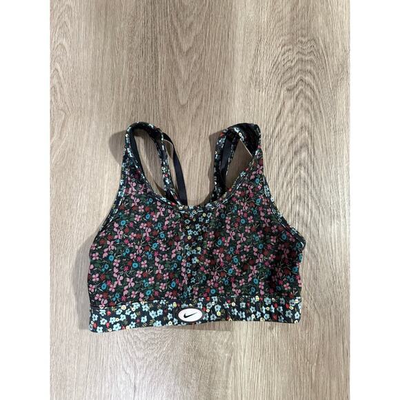 Nike Floral Sports Bra, Black flowers, Women's size XS, tween - Picture 1 of 5